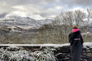 Katie wrapped up warm and looking at the views Snowdonia National Park has to offer!