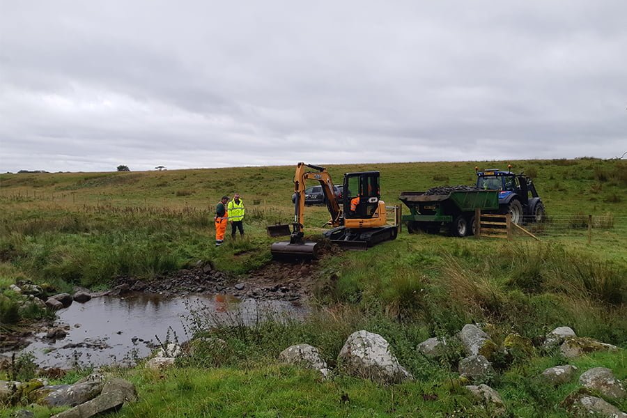 Contractors undertaking ford crossing improvement works on the estate