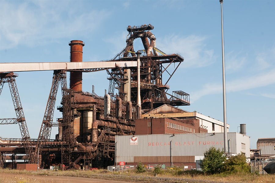 The 104m tall blast furnace, formerly the largest in Europe