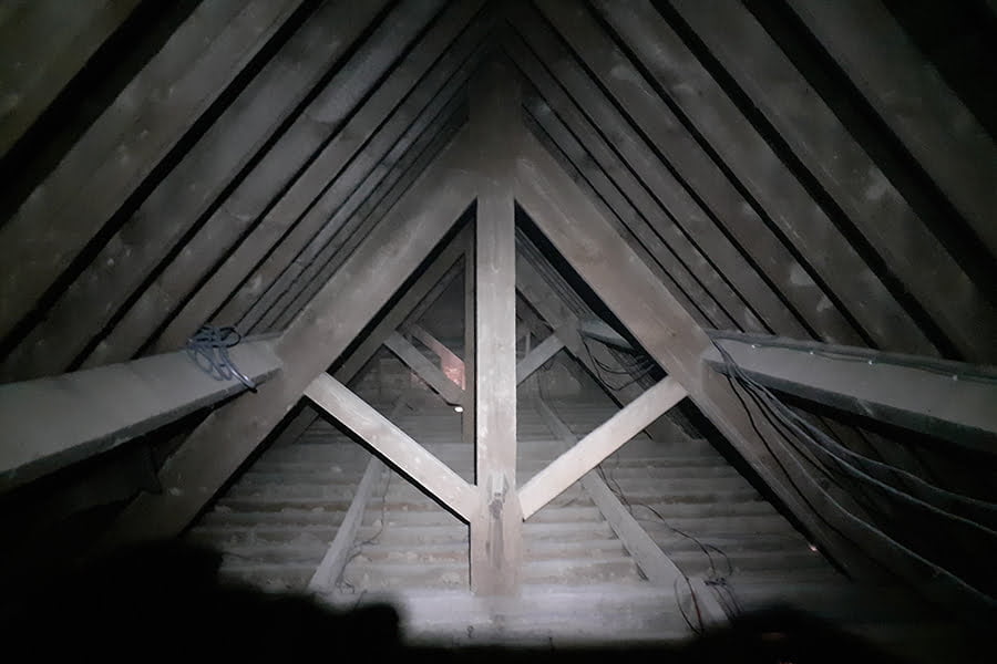 Church rafters where bat roost was located
